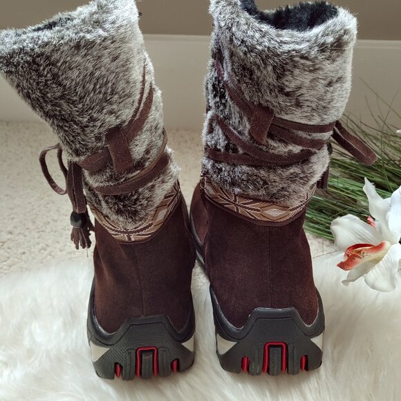 Brown Real Fur Suede Side Zipper Winter Boots (38 EU) - Picture 7 of 16